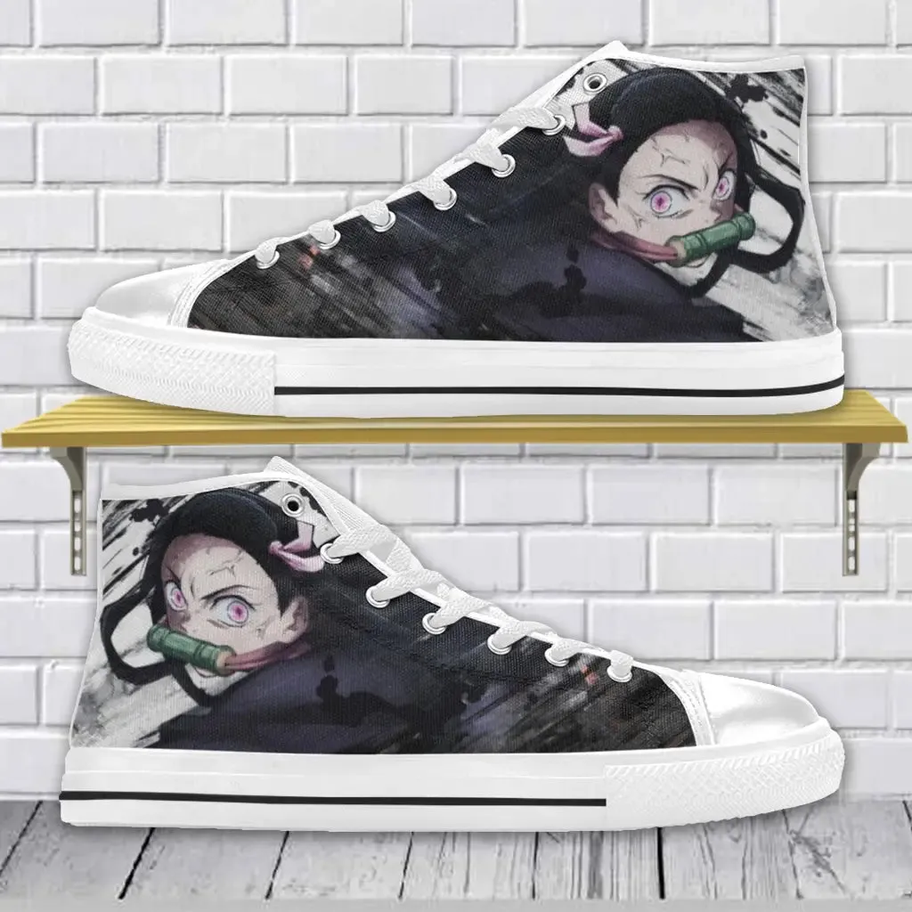 Kimetsu no yaiba Demon Slayer Nezuko Kamado Shoes High Top Sneakers for Kids and Adults