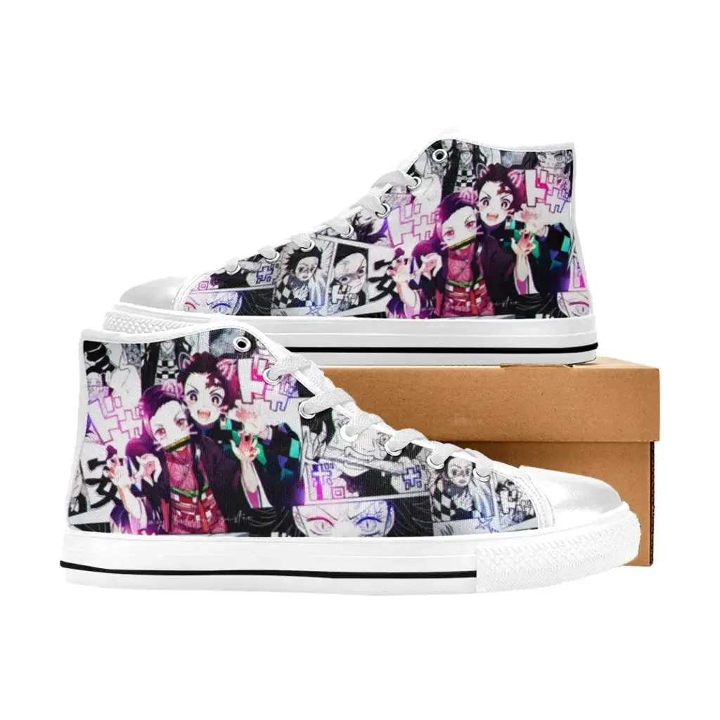 Kimetsu no yaiba Demon Slayer Nezuko Tanjiro Kamado Shoes High Top Sneakers for Kids and Adults