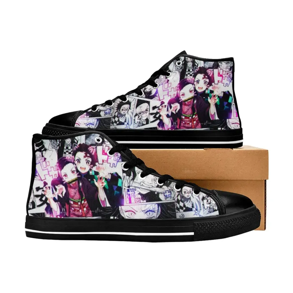 Kimetsu no yaiba Demon Slayer Nezuko Tanjiro Kamado Shoes High Top Sneakers for Kids and Adults