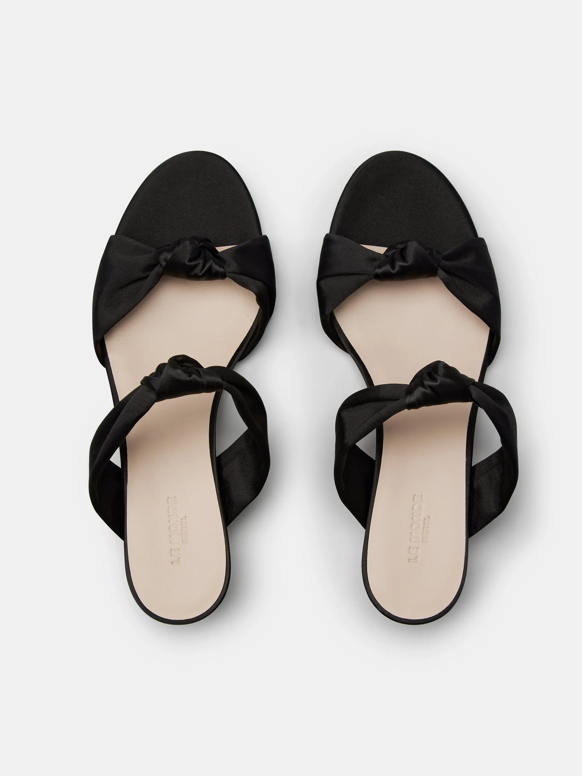 Knot Sandal Kitten / Black Satin