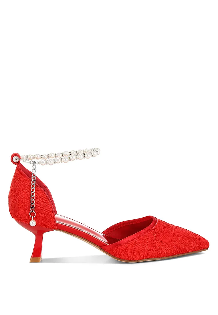 Laika Lace Kitten Heel Sandals