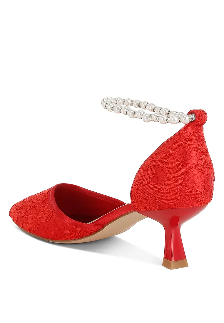 Laika Lace Kitten Heel Sandals