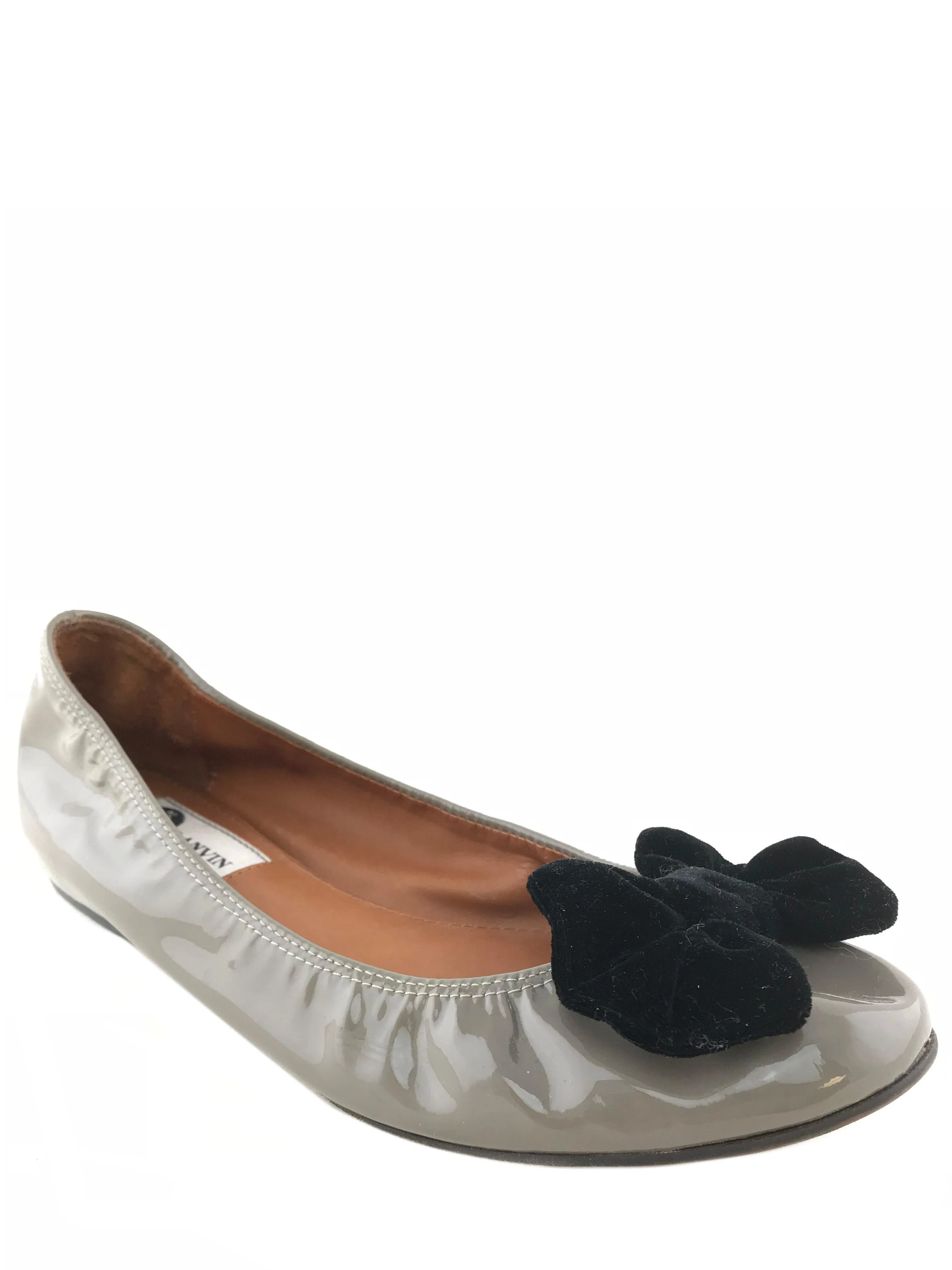 Lanvin Patent Leather Bow-Embellished Ballet Flats Size 8.5