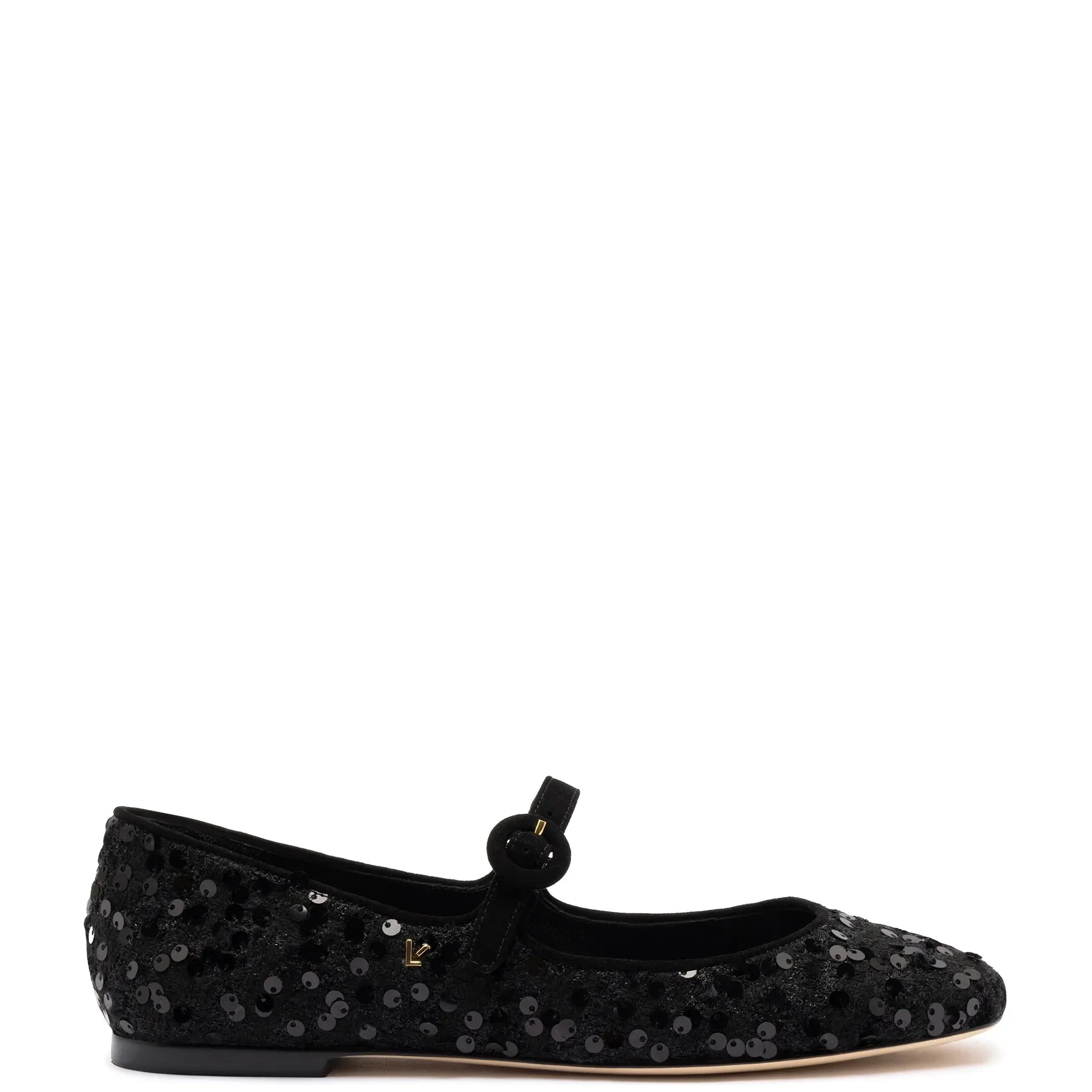 Larroude Blair Ballet Flat In Black Sequins