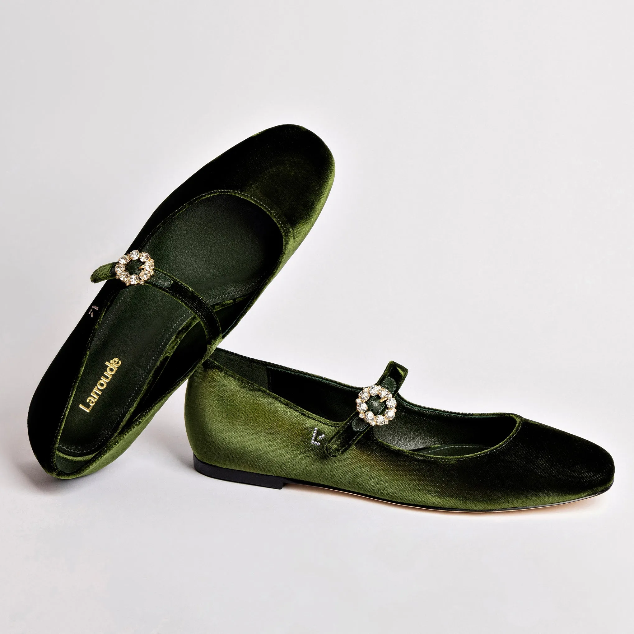 Larroude Blair Ballet Flat In Bosco Velvet