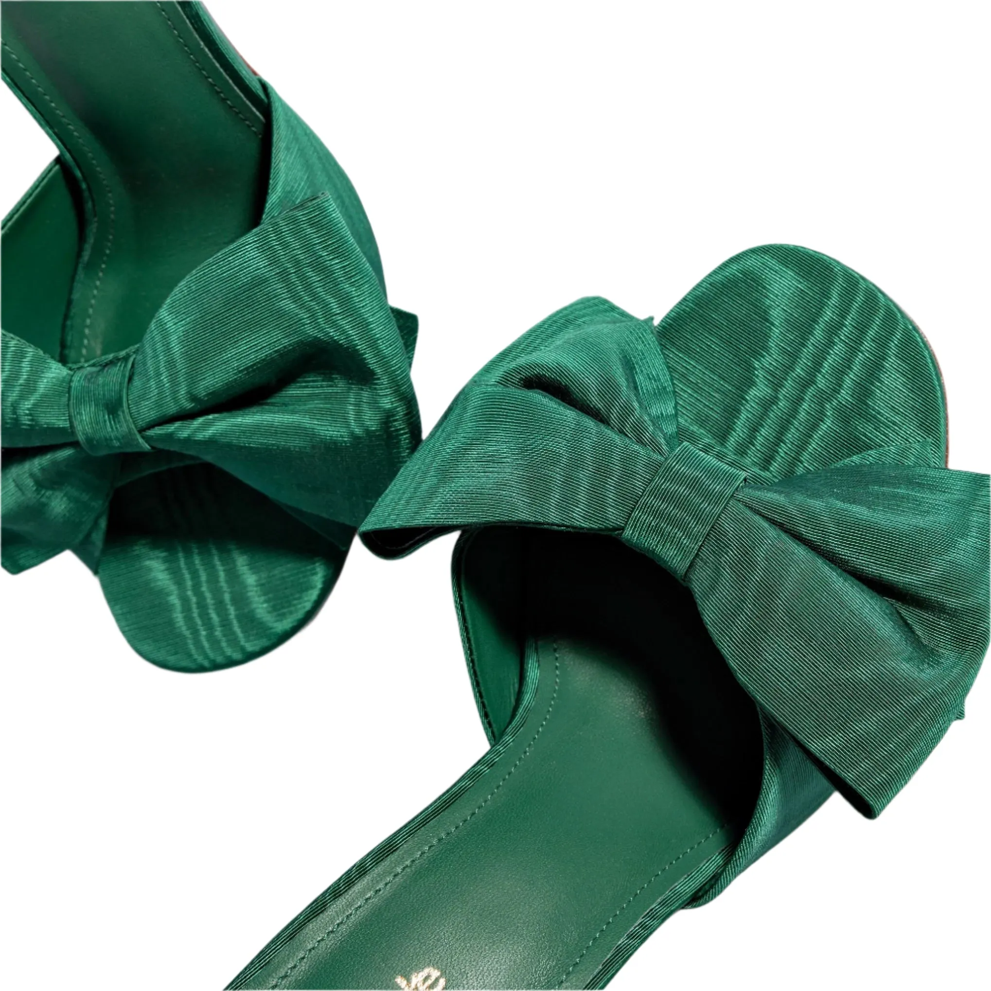 Larroude Elle Mule In Emerald Fabric