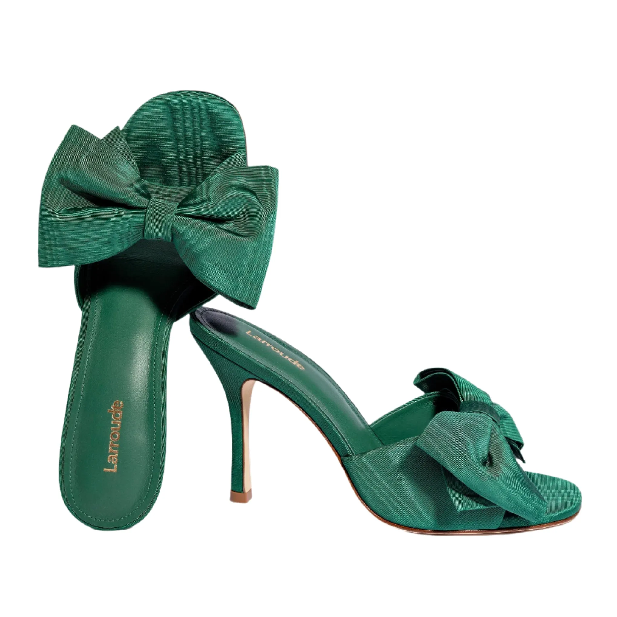 Larroude Elle Mule In Emerald Fabric