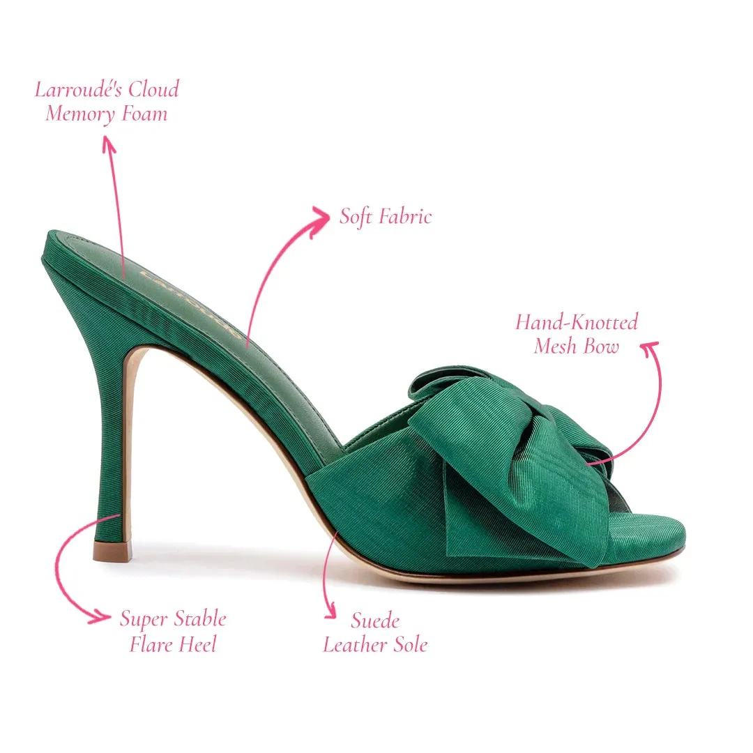 Larroude Elle Mule In Emerald Fabric