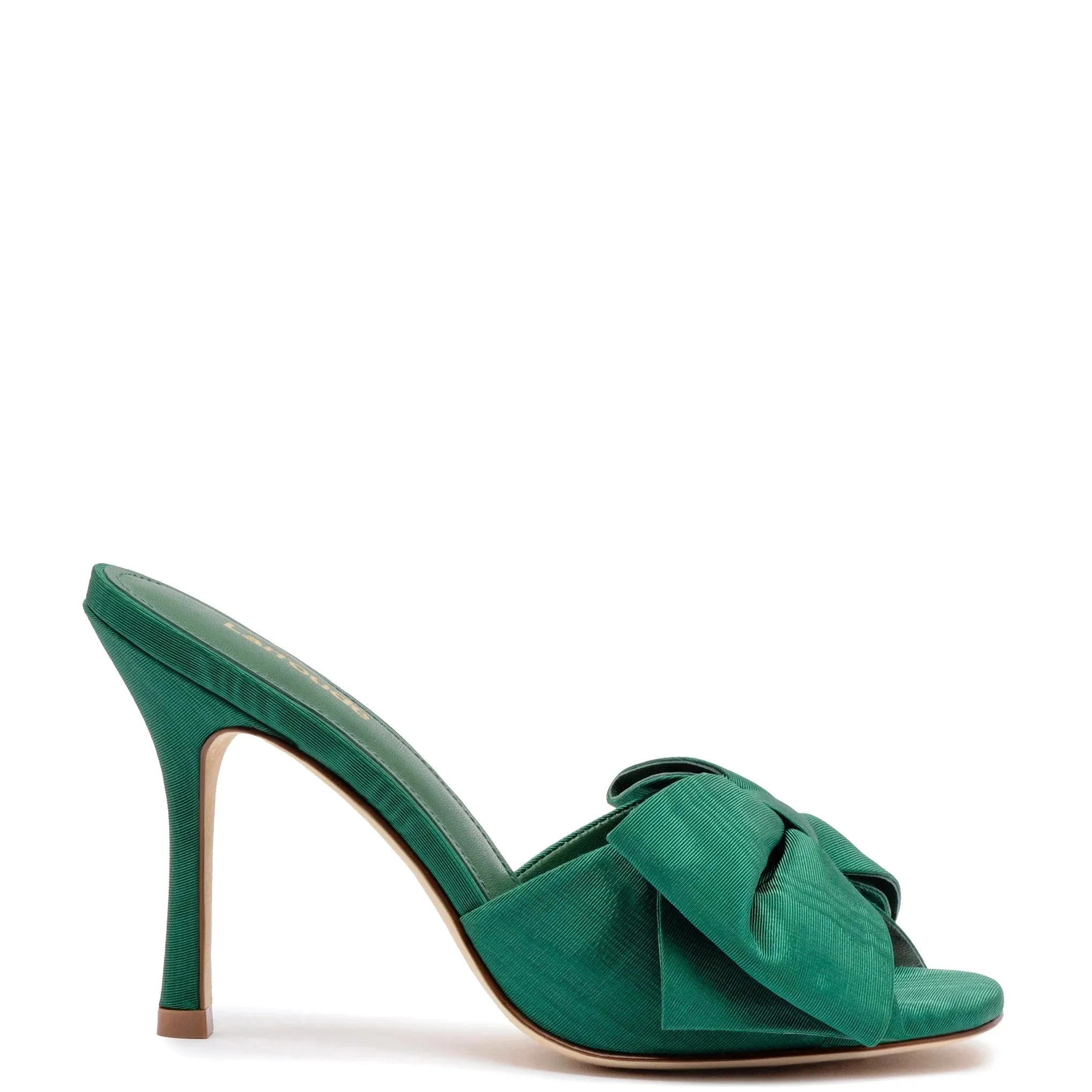 Larroude Elle Mule In Emerald Fabric