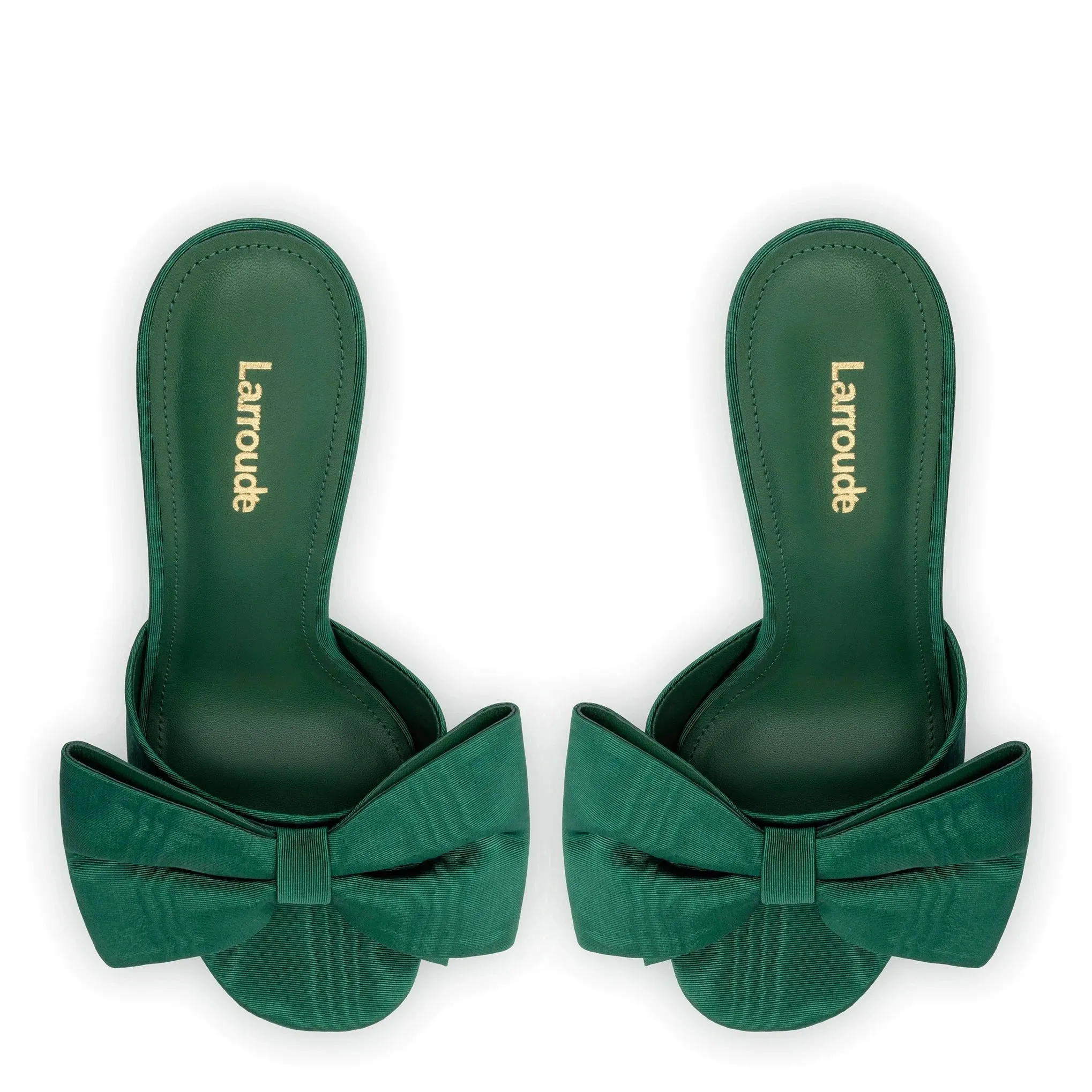 Larroude Elle Mule In Emerald Fabric