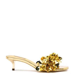 Larroude Greta Disco Mule In Gold Specchio