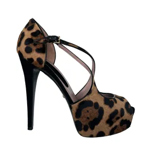 Leopard Pony Hair Platform Heels - 9.5