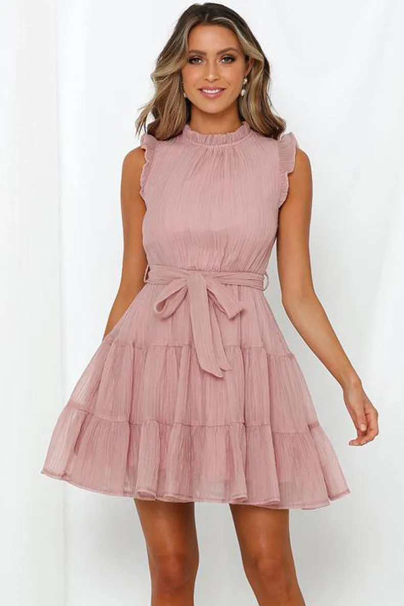 Life And Soul Satin Halter Dress - Soft Pink