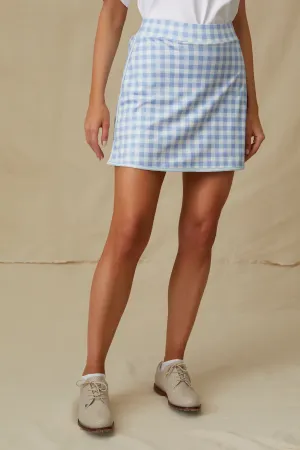 Light Blue Gingham 16 Inch Karrie Golf Skirt