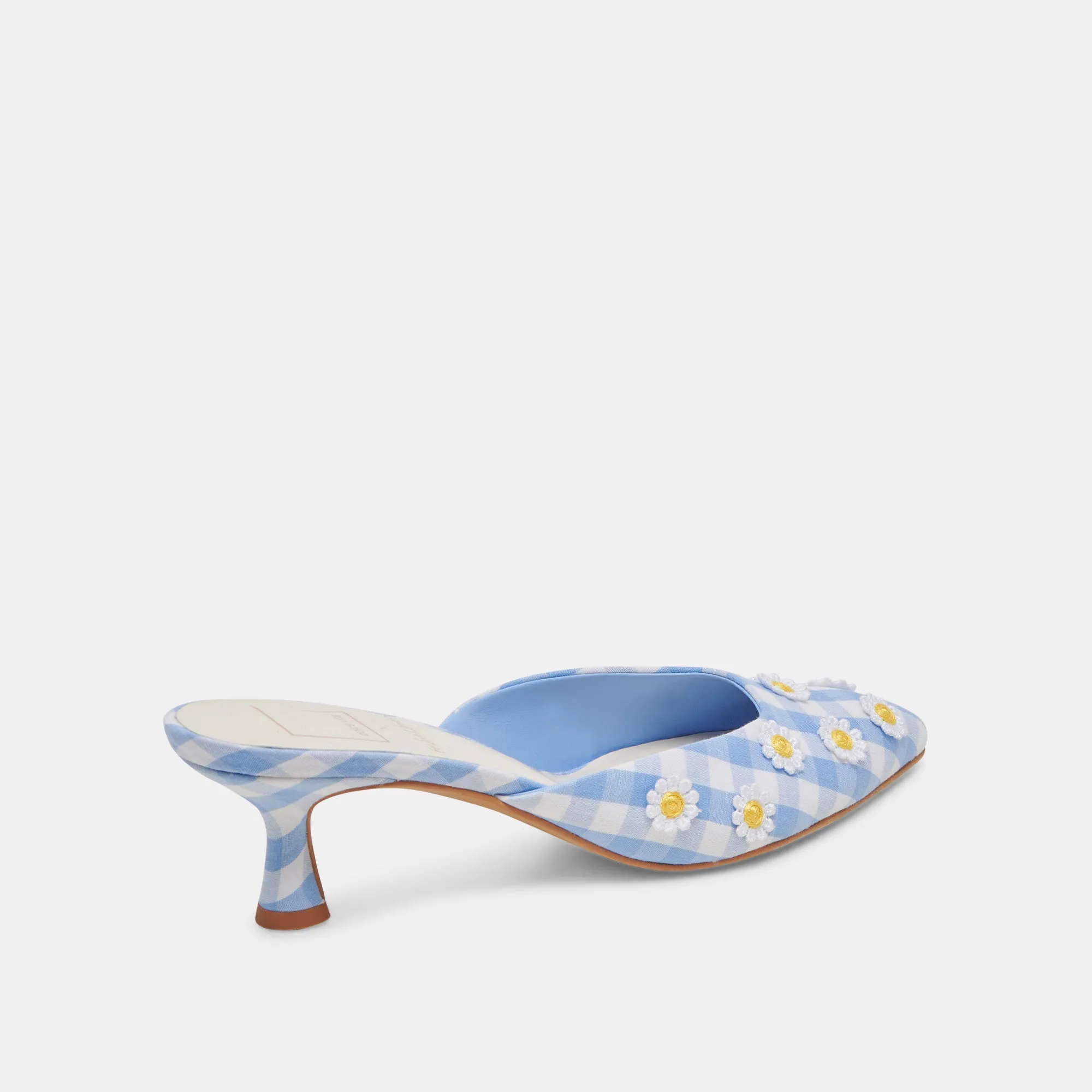 LILOU HEELS WHITE BLUE GINGHAM