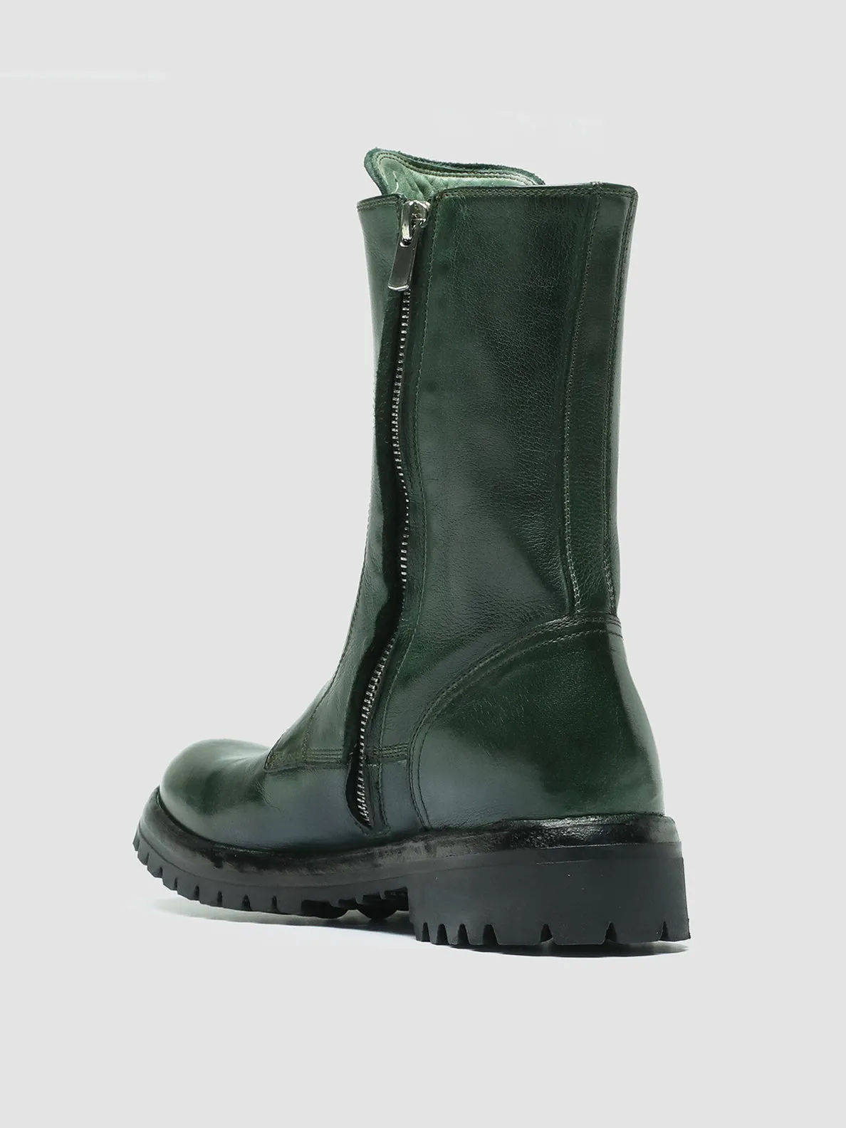 LORAINE 015 - Green Leather Zip Boots