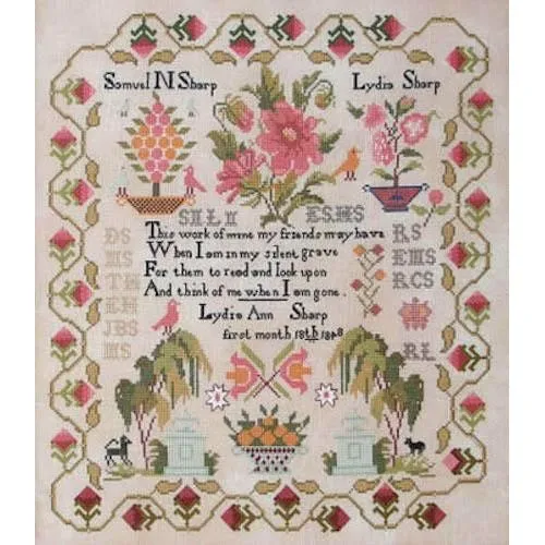 Lydia Sharp 1848 Sampler Cross Stitch Pattern