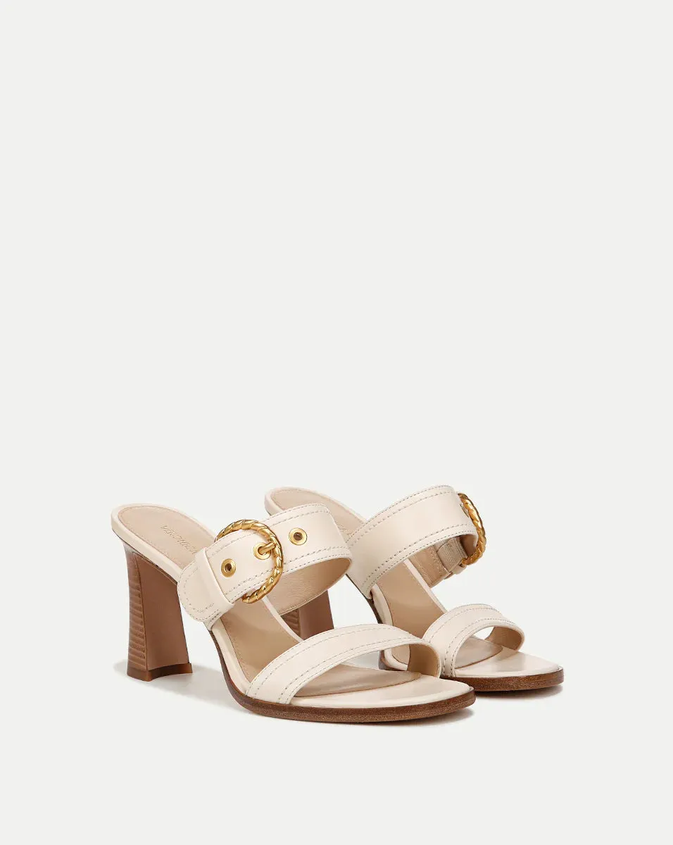 Margaux Leather Buckle Sandal - Ecru