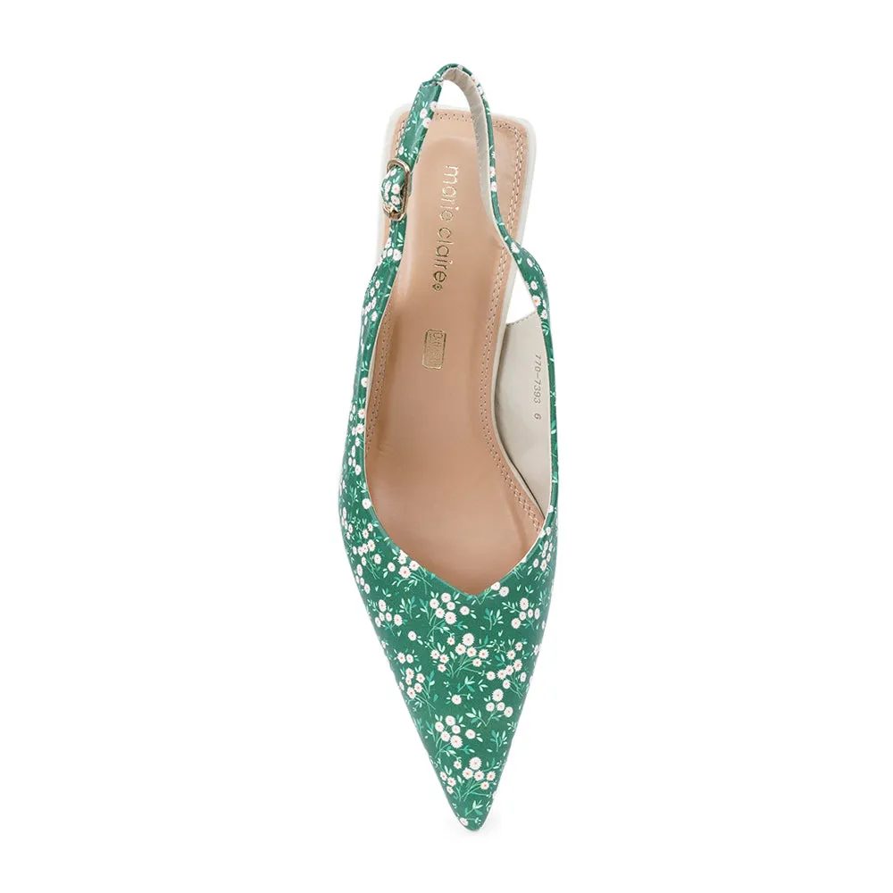 Marie Claire LAURETTE Floral Pointy Slingback Kitten Heel