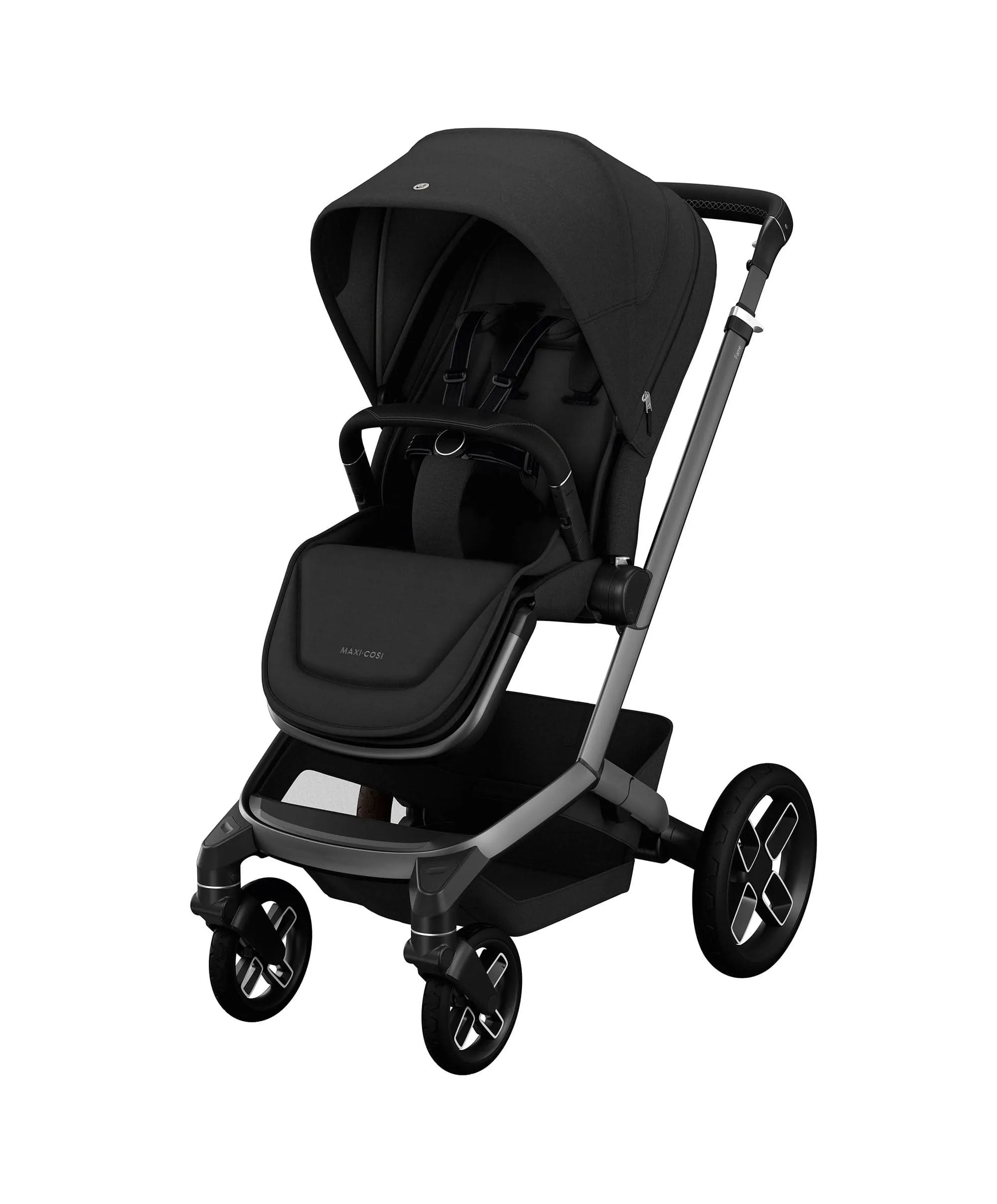 Maxi Cosi Fame Complete Pushchair Bundle with Pebble 360 Car Seat & Base – Black with Black Wheels