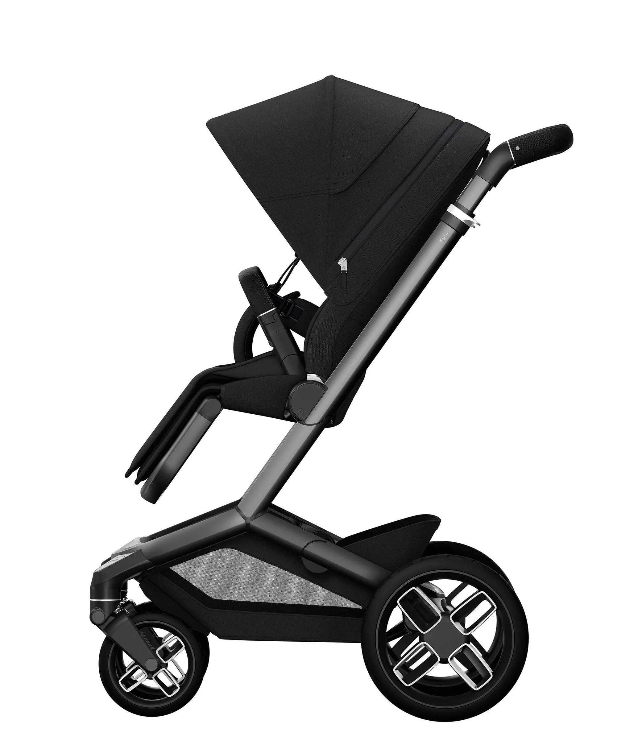 Maxi-Cosi Fame Pushchair and Carrycot- Twillic Black With Black Wheels