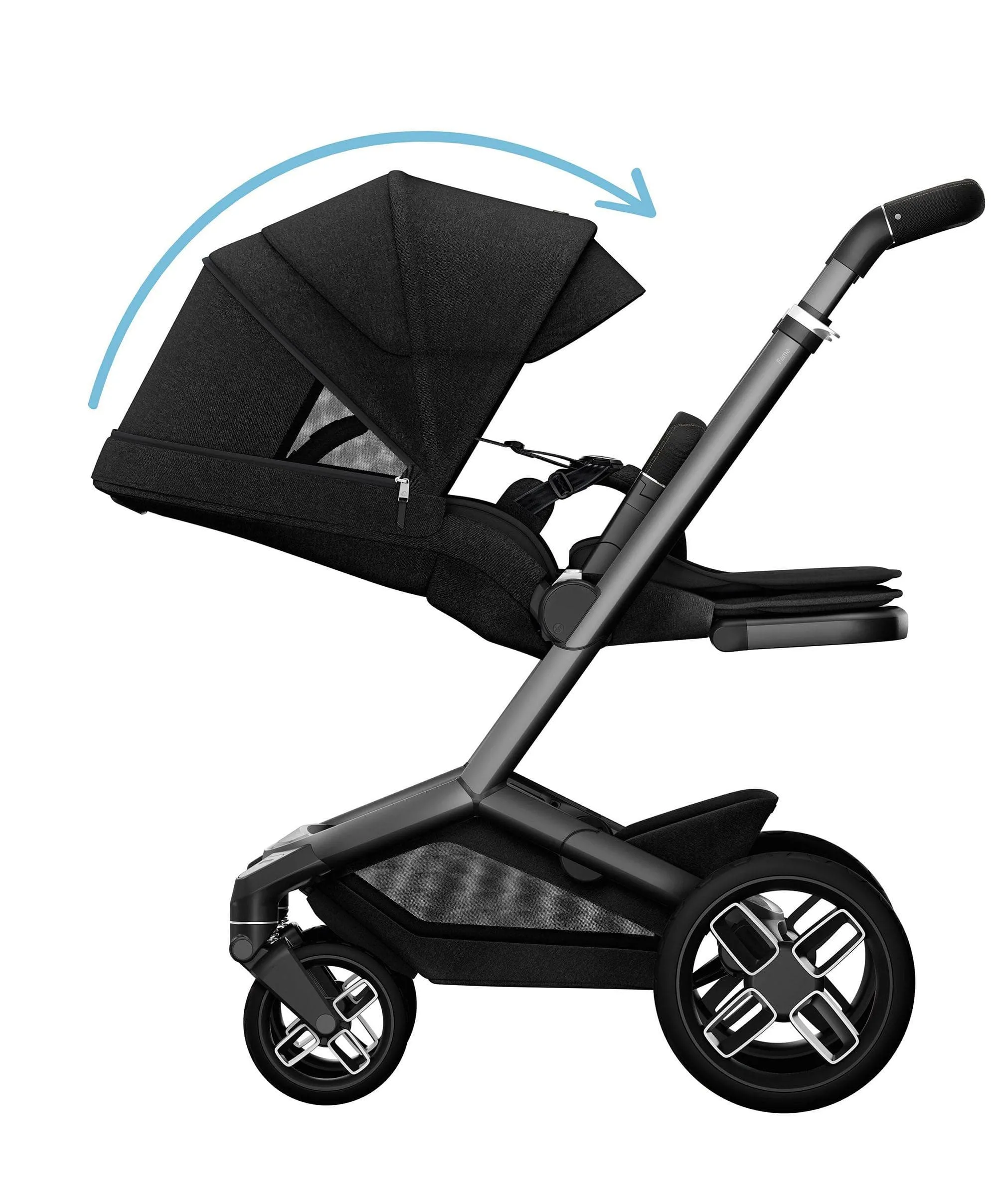 Maxi-Cosi Fame Pushchair and Carrycot- Twillic Black With Black Wheels