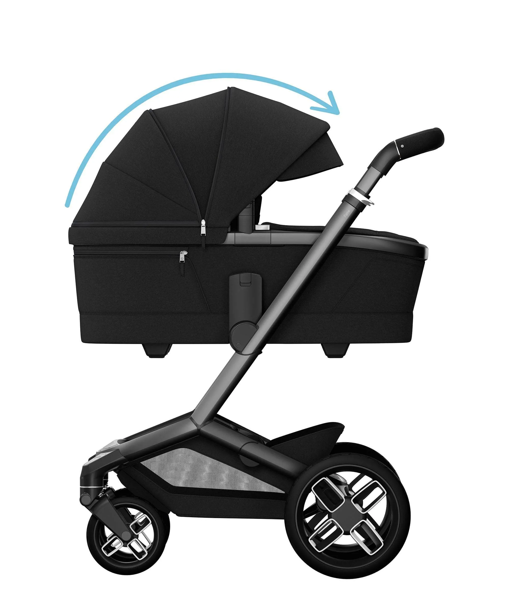 Maxi-Cosi Fame Pushchair and Carrycot- Twillic Black With Black Wheels