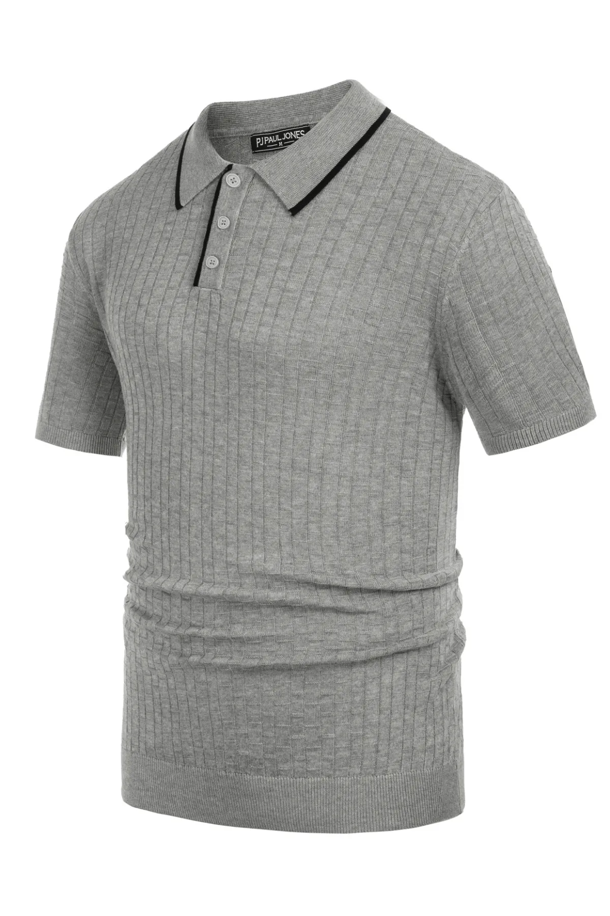 Mens Knitted Polo Shirts Short Sleeve Texture Golf Polo Pullover Shirts Casual Breathable Polo Shirts