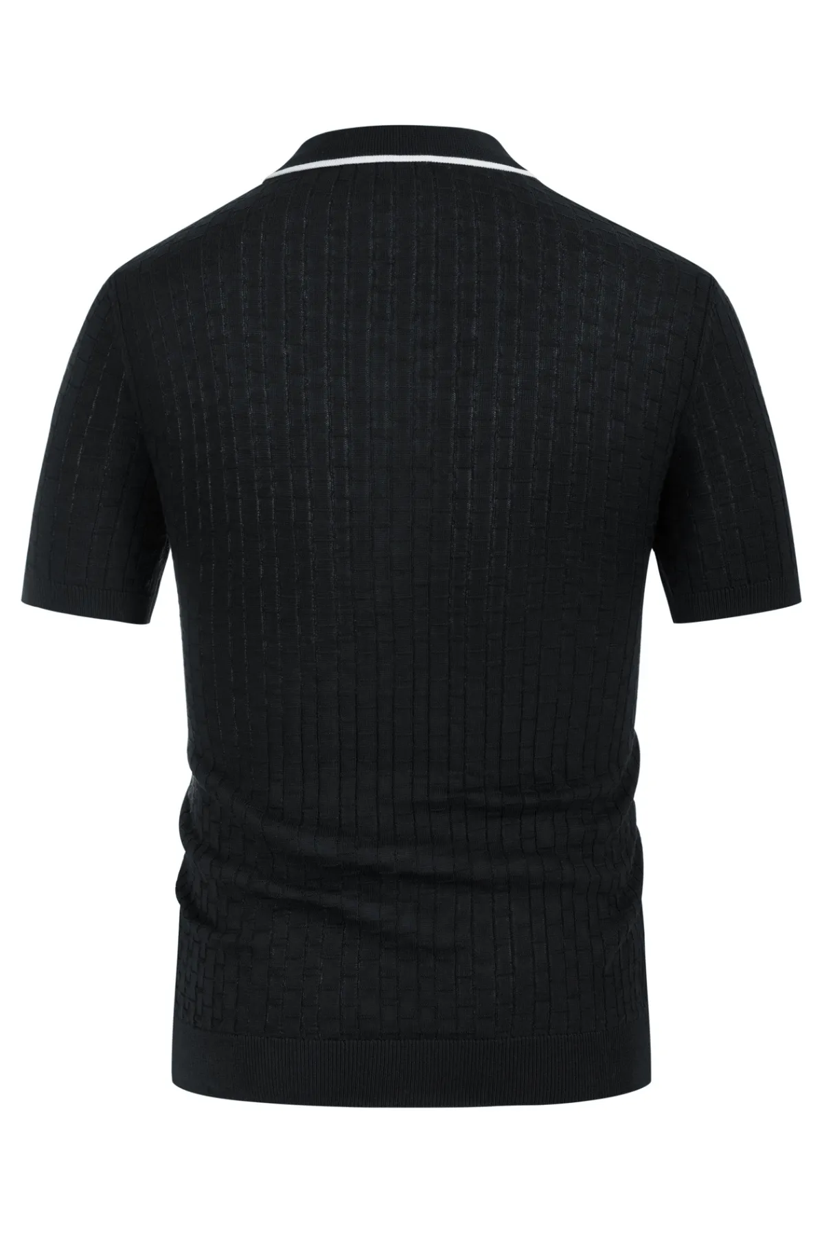 Mens Knitted Polo Shirts Short Sleeve Texture Golf Polo Pullover Shirts Casual Breathable Polo Shirts