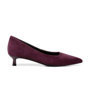 Natalia Kitten Pump Deep Plum Purple Suede