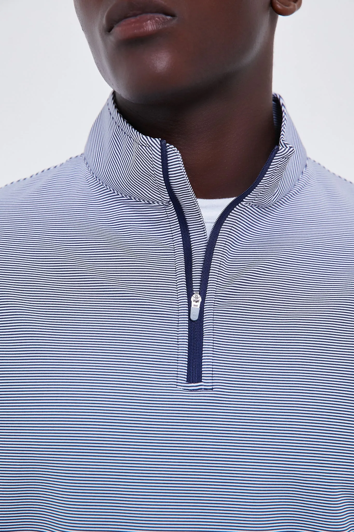 Navy Perth Sugar Stripe Performance Quarter-Zip