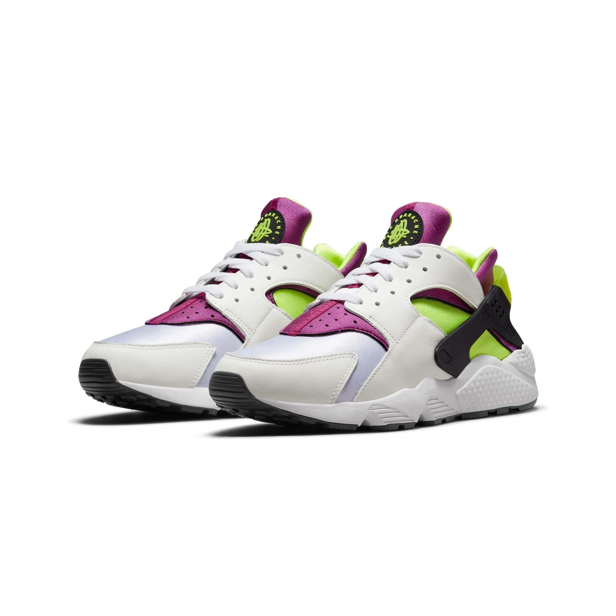 Nike Mens Air Huarache Shoes 'White/Neon Yellow-Magenta-Black'