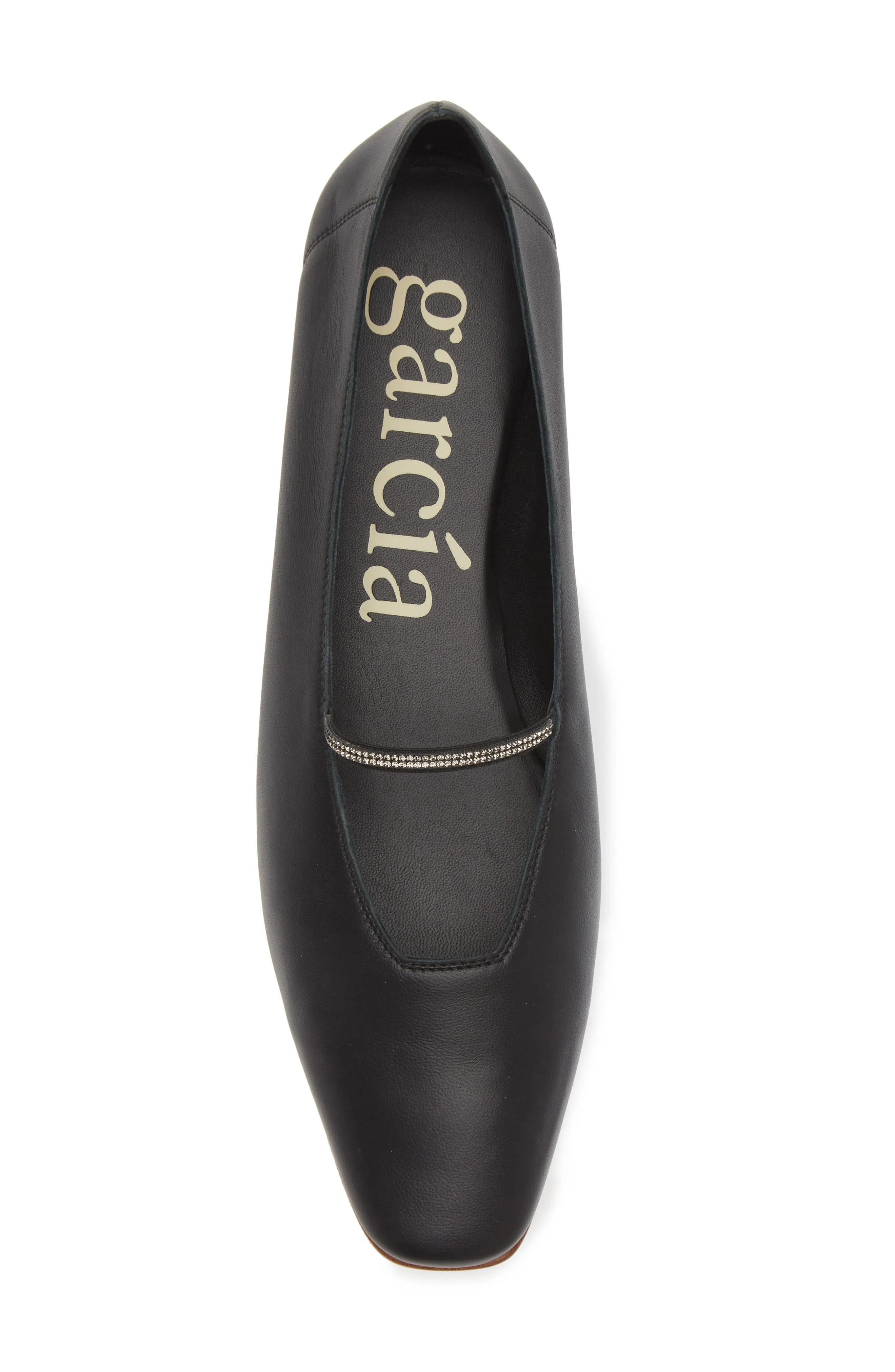 Pedro Garcia - Tila Crystal Strap Leather Ballerina Flat in Black