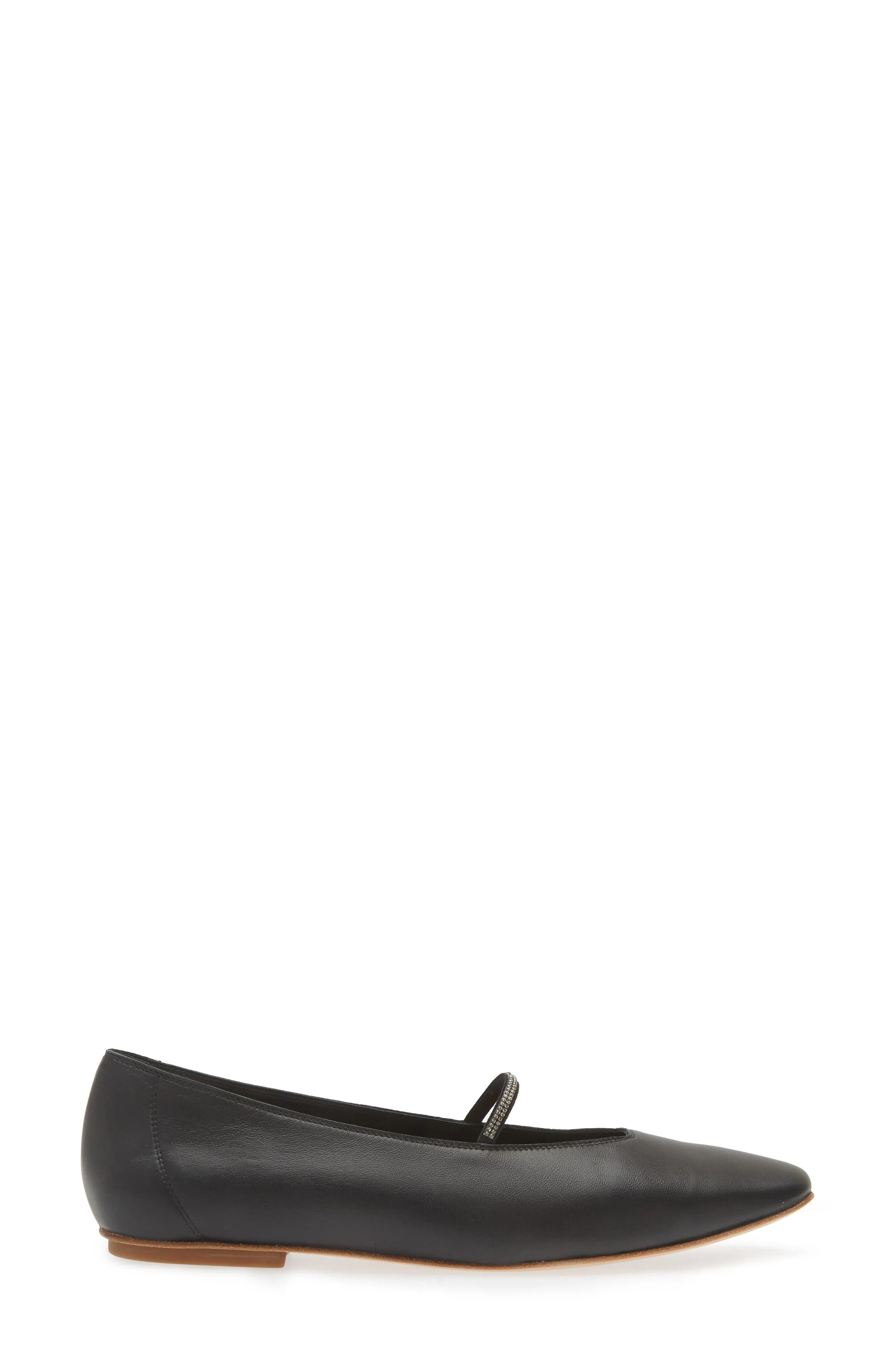 Pedro Garcia - Tila Crystal Strap Leather Ballerina Flat in Black