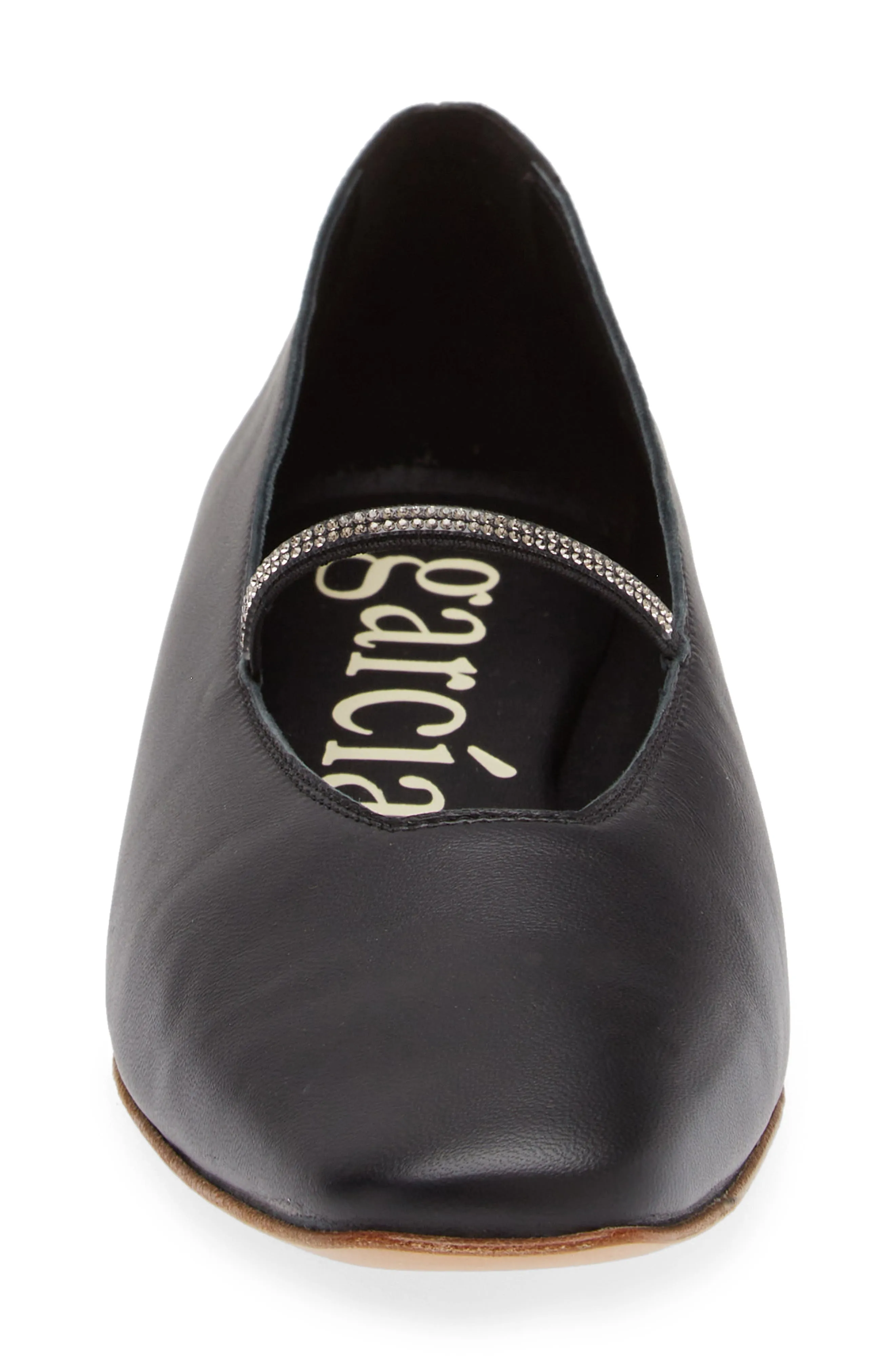 Pedro Garcia - Tila Crystal Strap Leather Ballerina Flat in Black