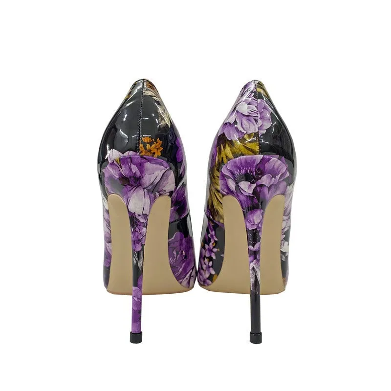 Pre Order:  Floral Contrast Shallow Mouth Stilettos