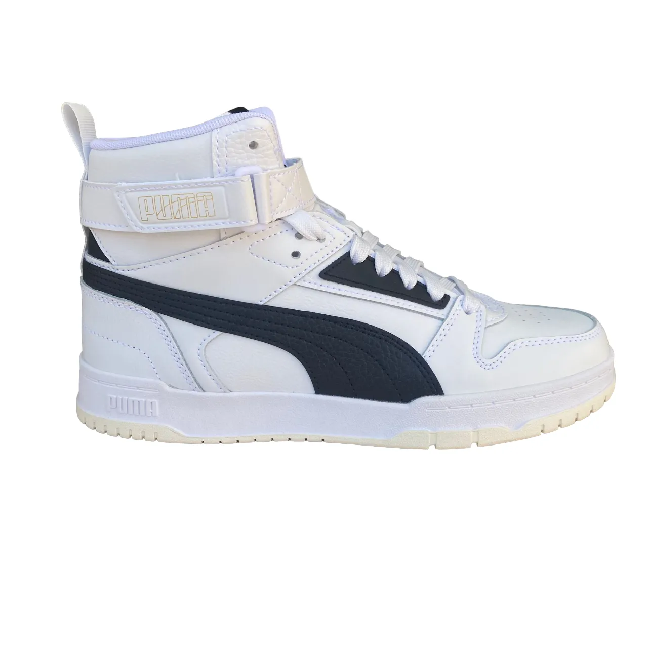 Puma scarpa sneakers da uomo con laccio e cinturino RBD Game 385839 01 bianco-nero