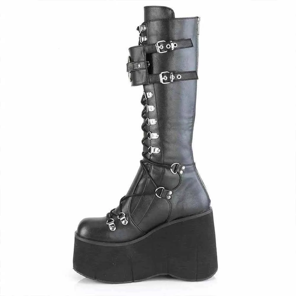 Punk Super High Platform Round Toe Lace-Up Biker Boots