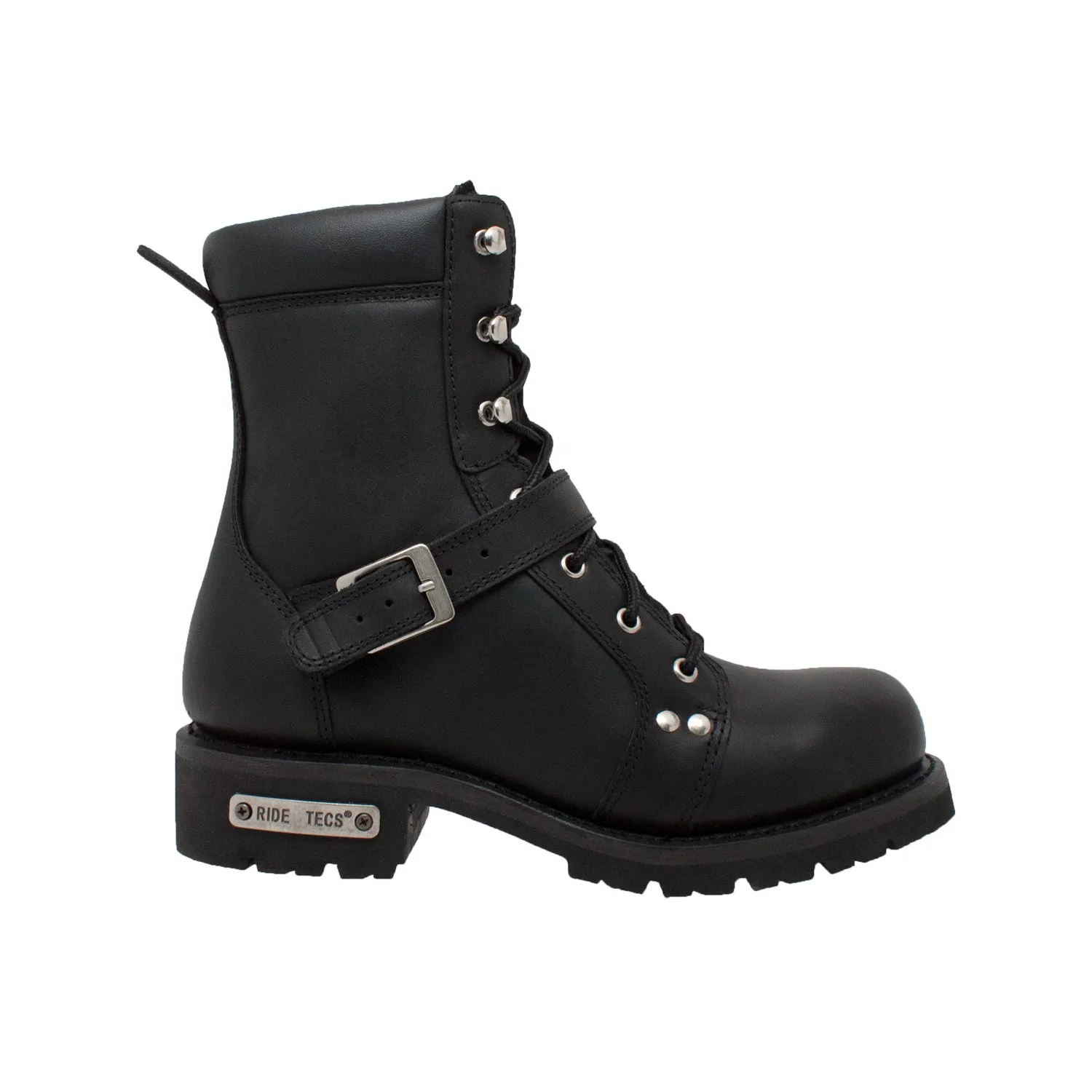 RideTecs Mens 8in Zipper Lace Black Military Boots