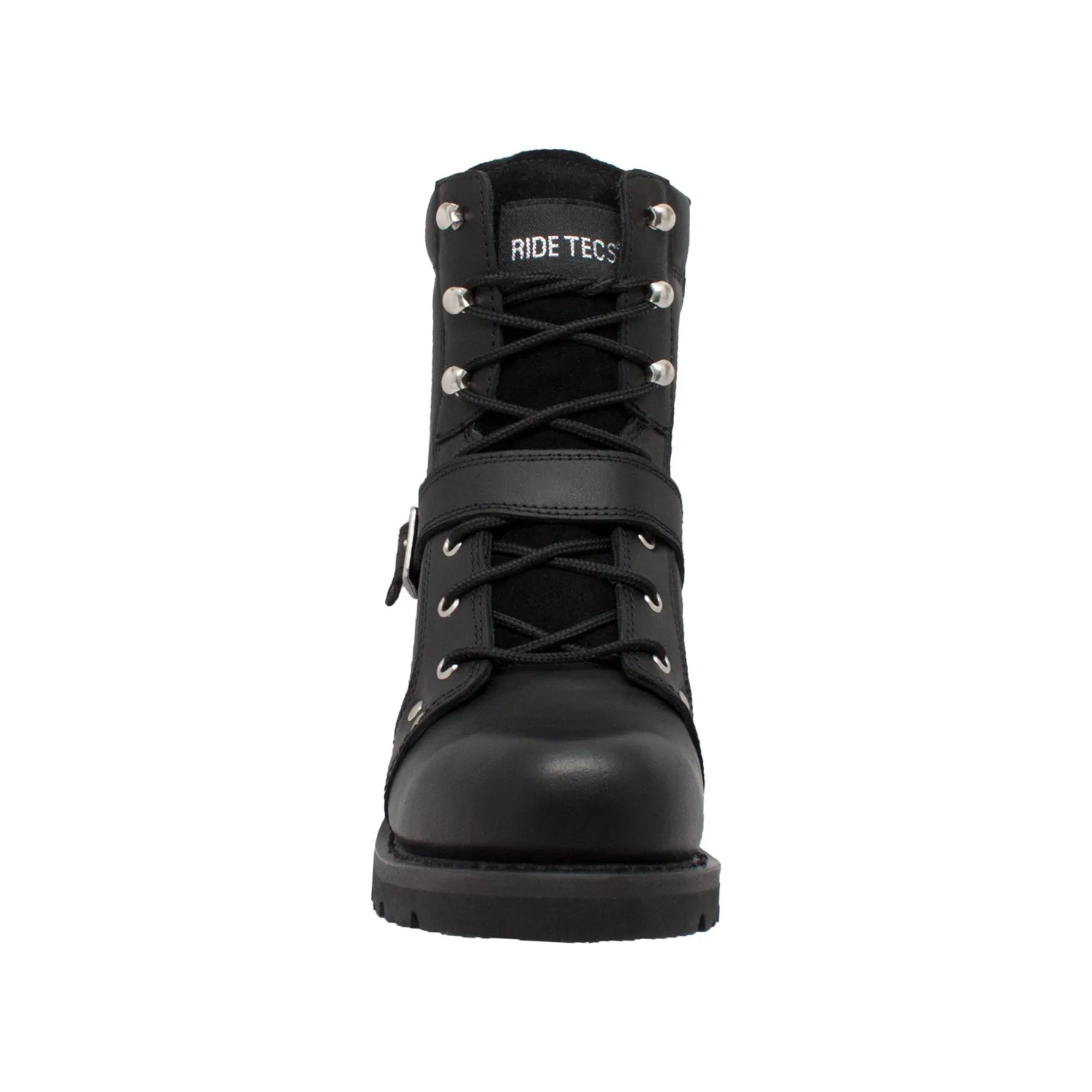 RideTecs Mens 8in Zipper Lace Black Military Boots