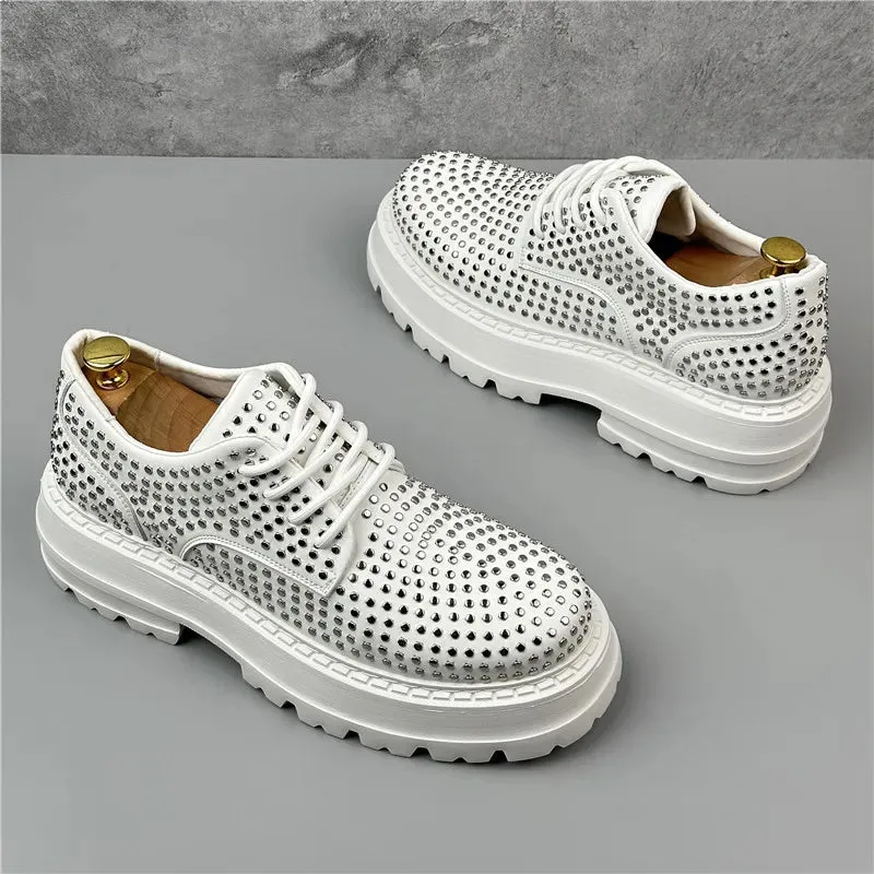 Rivets Decor Platform Lace-Up Sneakers