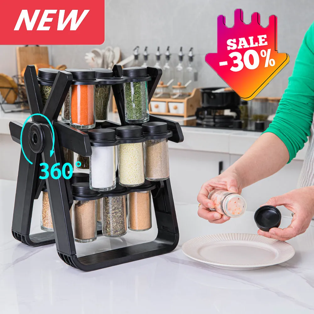 Rotating Spice Rack With 18Pcs Jar