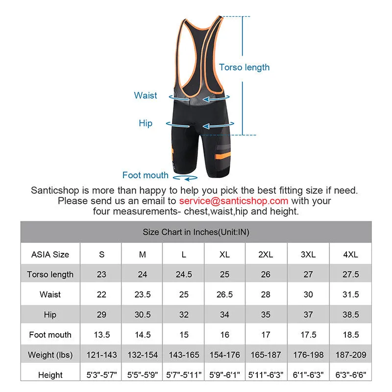 Santic Congo Orange Men Padded Cycling Bib Shorts