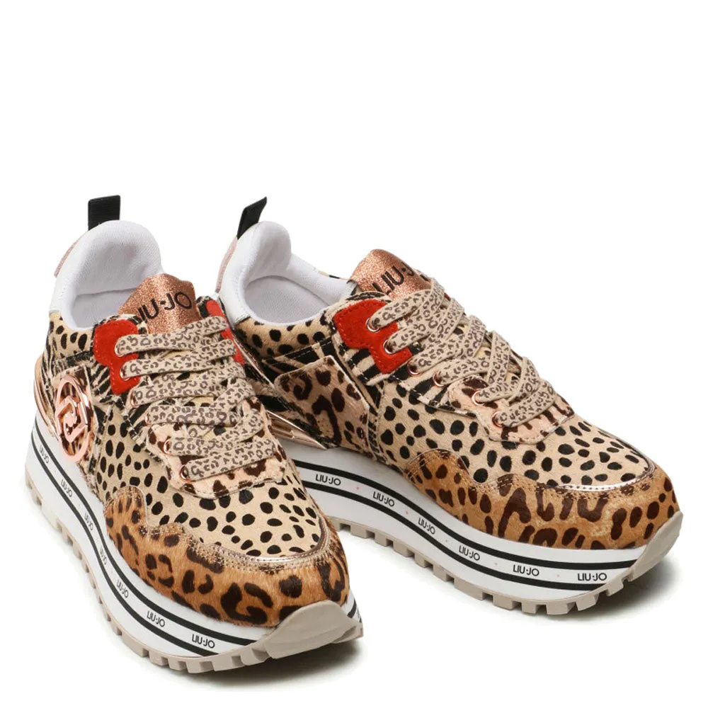 Scarpe Donna LIU JO Sneakers Platform in Pelle effetto Cavallino Leopard