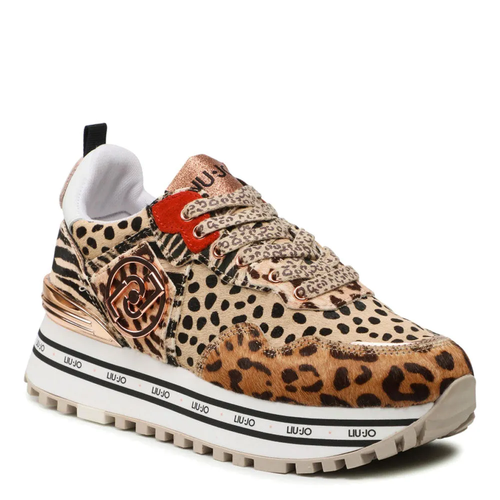 Scarpe Donna LIU JO Sneakers Platform in Pelle effetto Cavallino Leopard