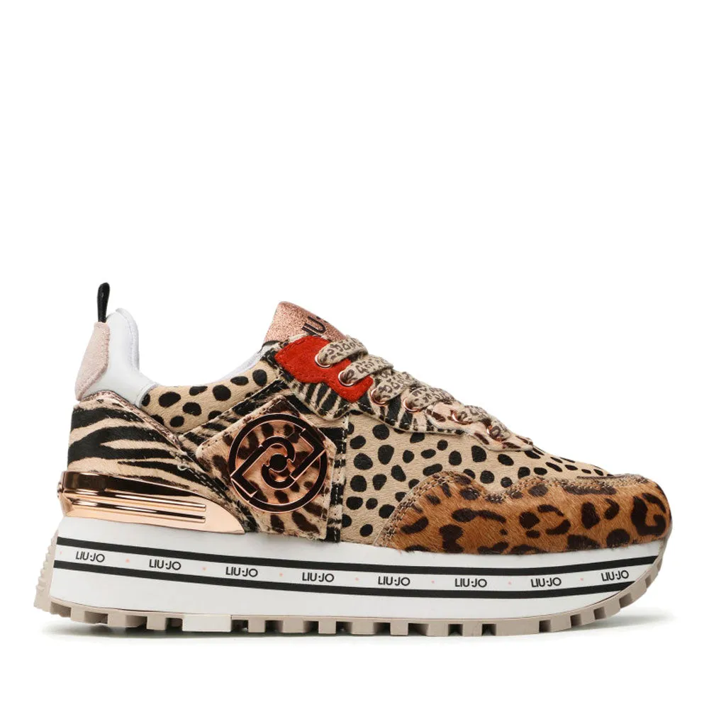 Scarpe Donna LIU JO Sneakers Platform in Pelle effetto Cavallino Leopard