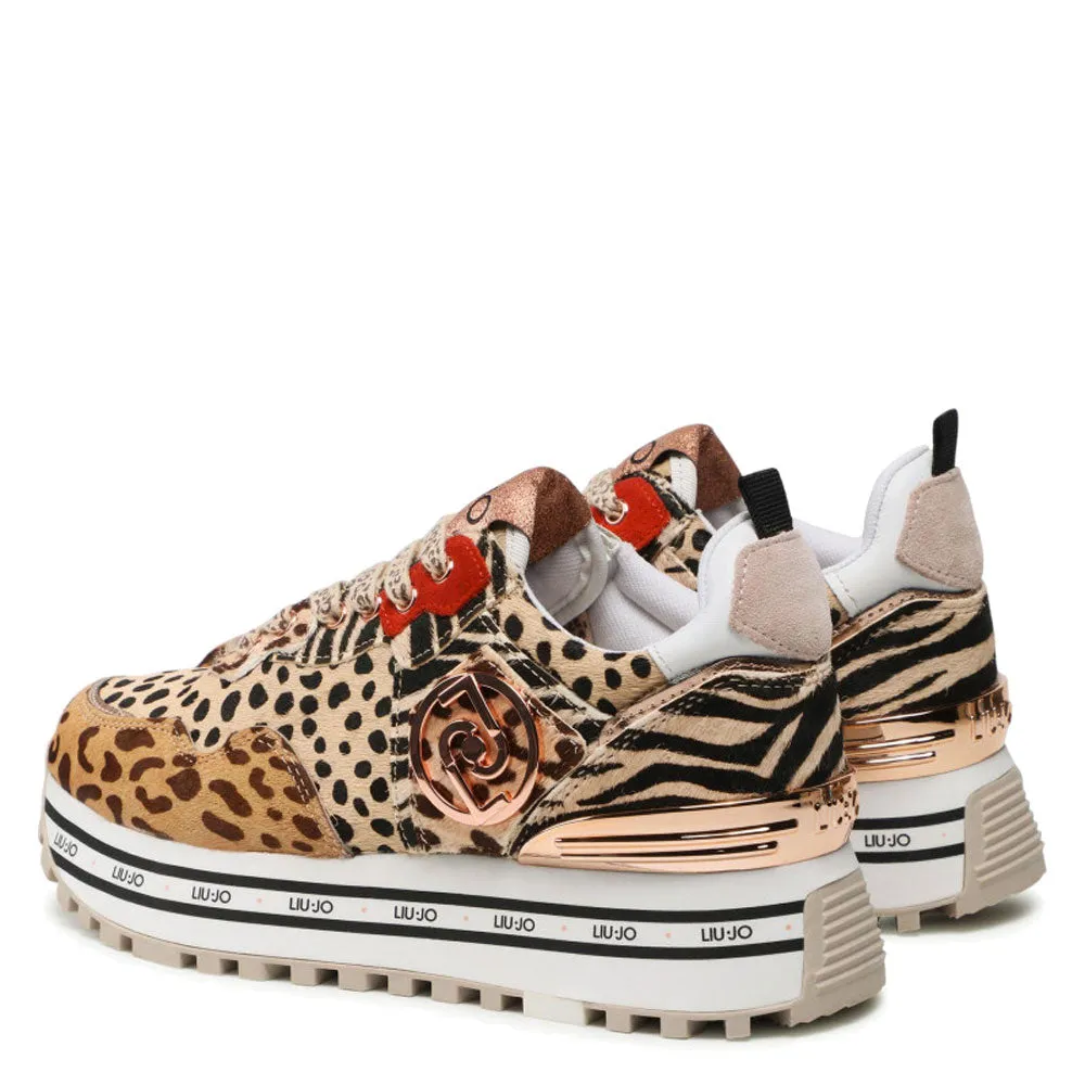 Scarpe Donna LIU JO Sneakers Platform in Pelle effetto Cavallino Leopard