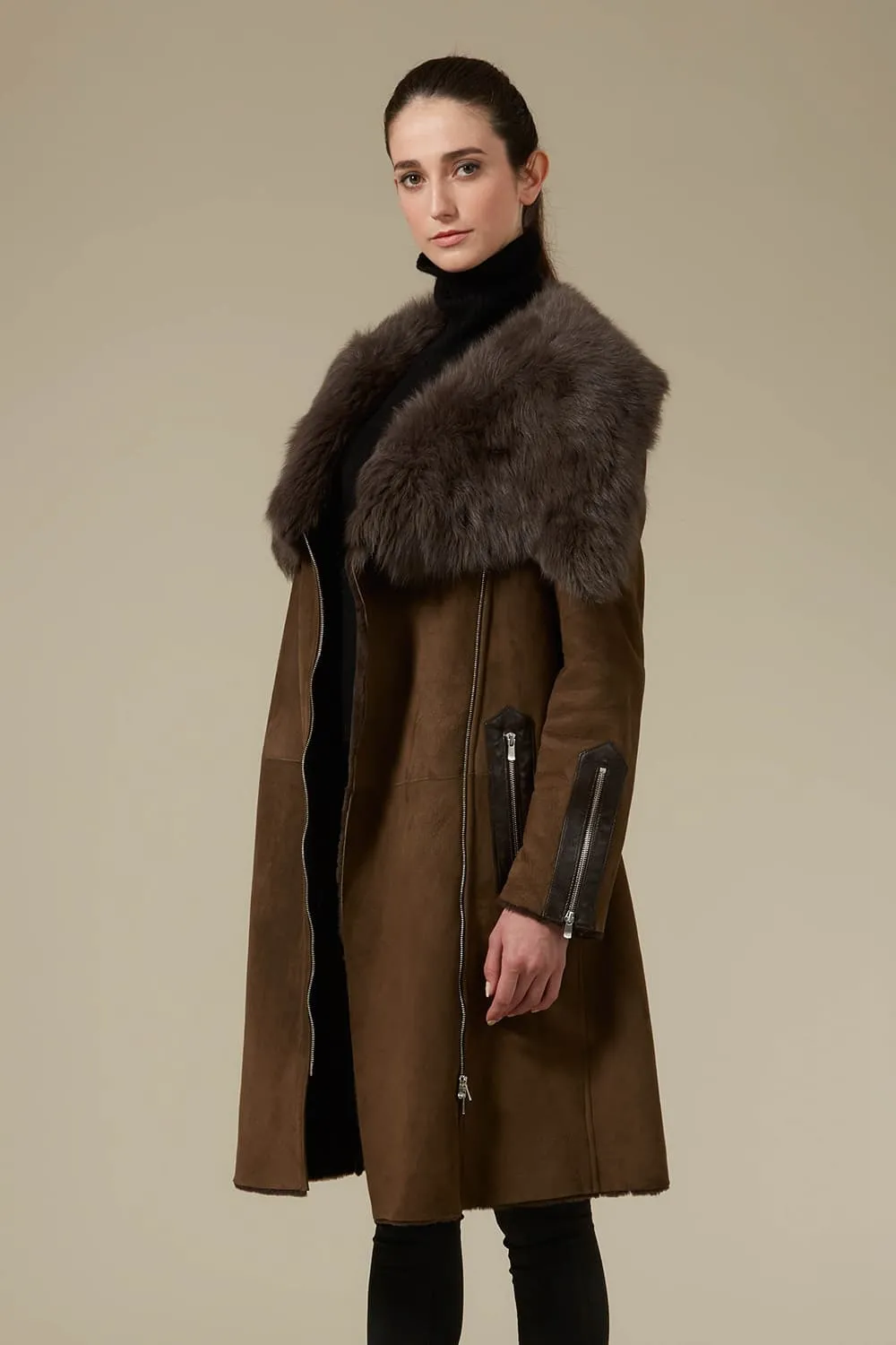 Shearling Biker Coat