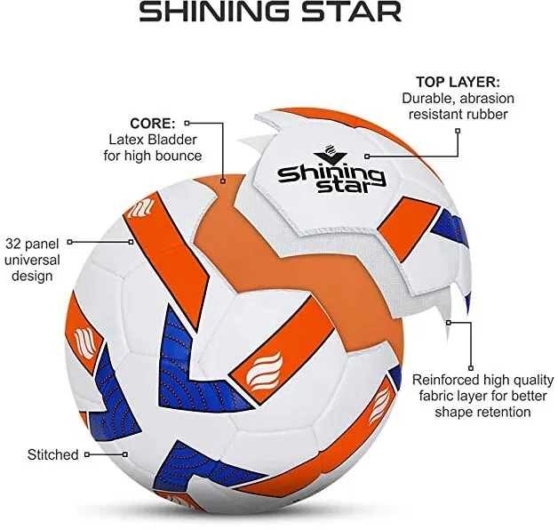 Shining Star Rubber Football | Size 5 | (Multicolour | Soccer)