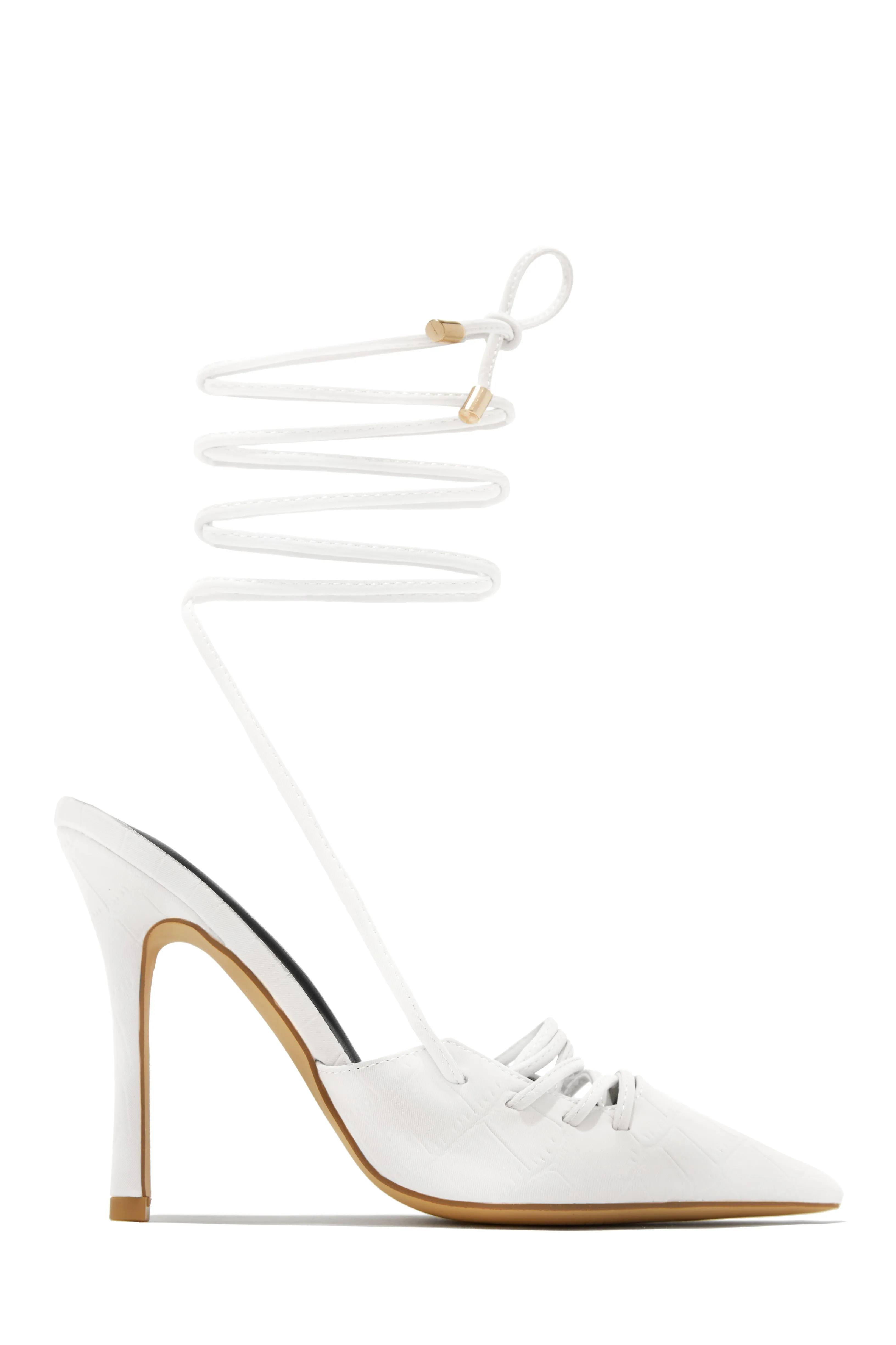 Simone Lace Up High Heel Pumps - Nude